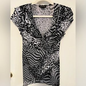 Susan Lawrence Size M Black & White Blouse